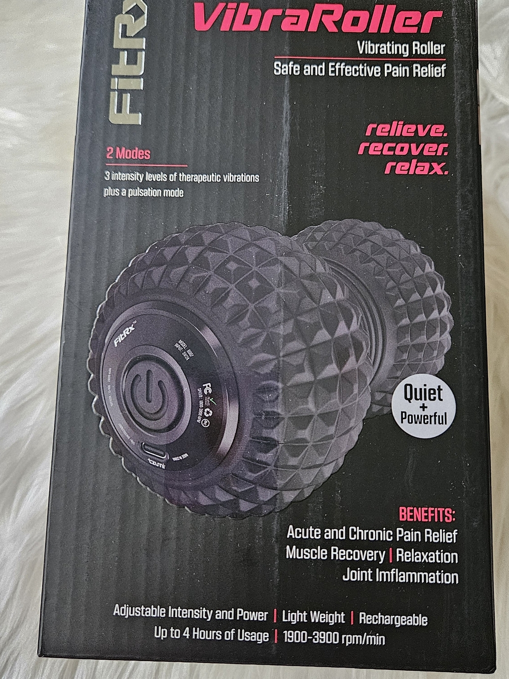 Rechargeable Vibrating Foam Roller - Black